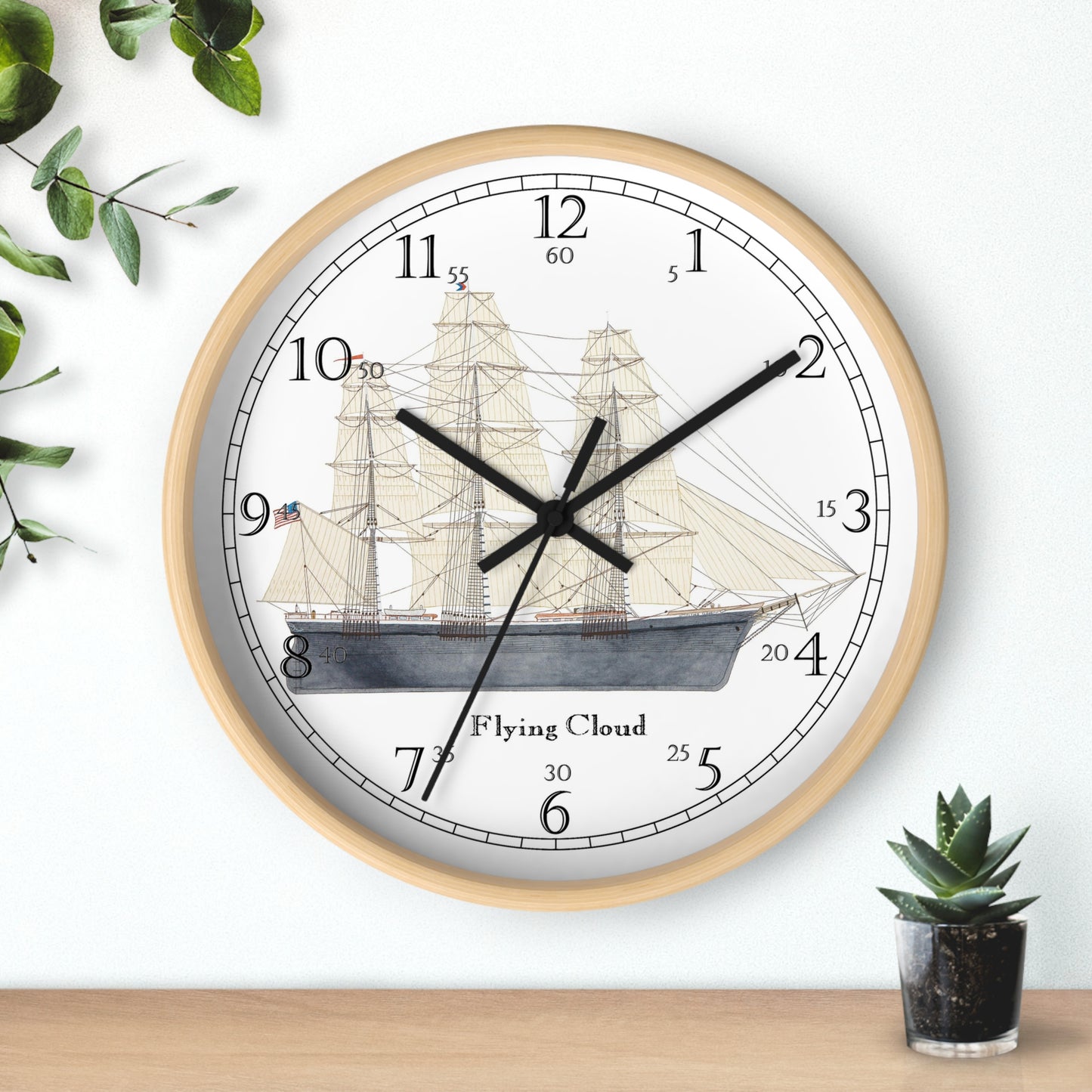 The clipper Flying Cloud English Numeral Clock will add a nautical touch to any room in your home.  It makes a great gift for anyone who loves sailing or naval history.