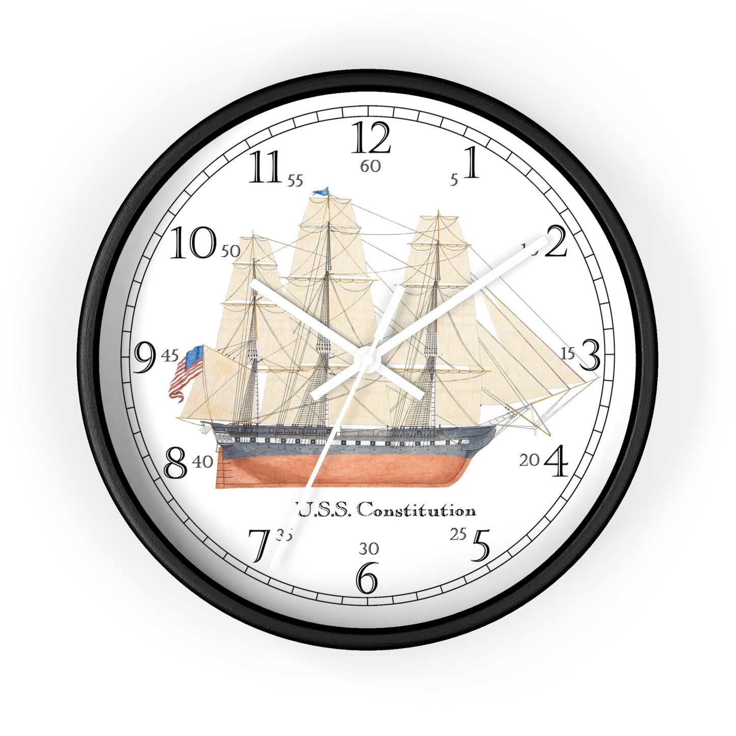 Frigate U.S.S. Constitution English Numeral Clock