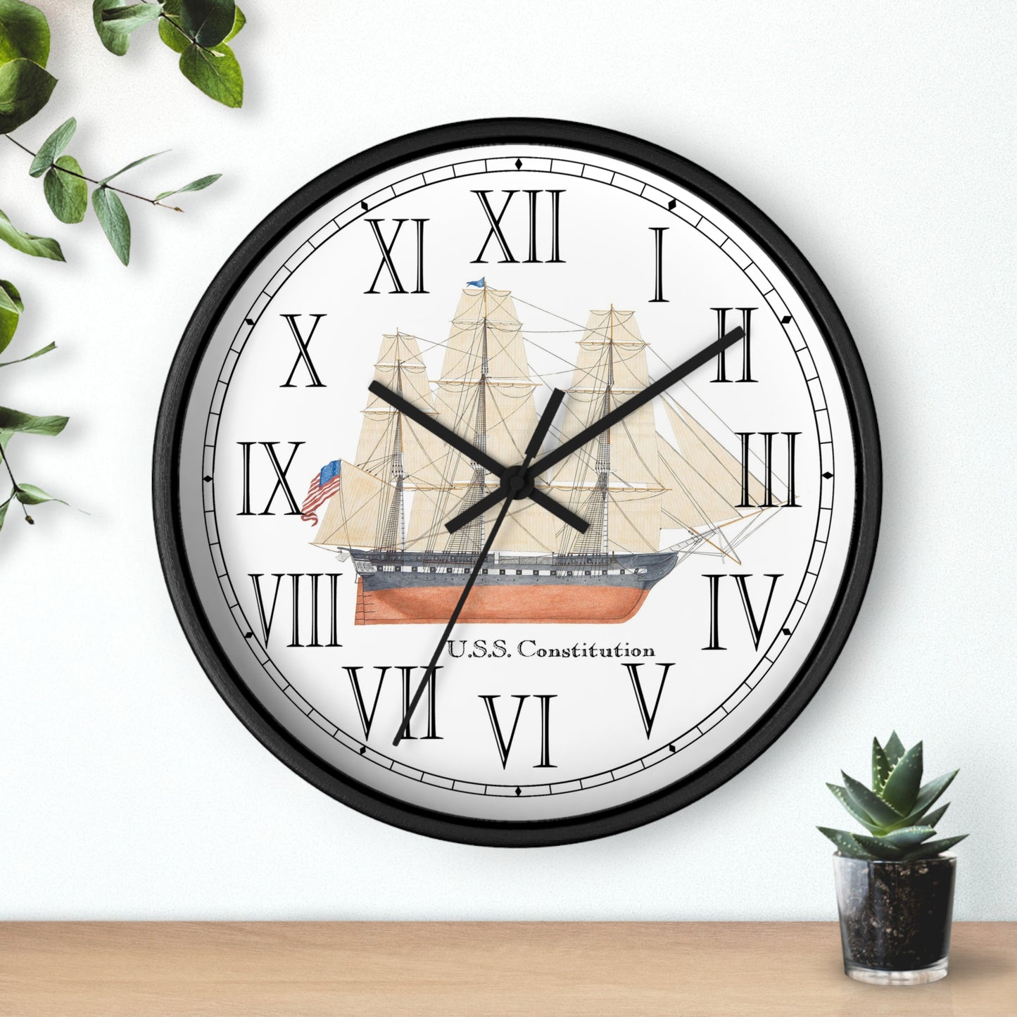 Frigate U.S.S. Constitution Roman Numeral Clock