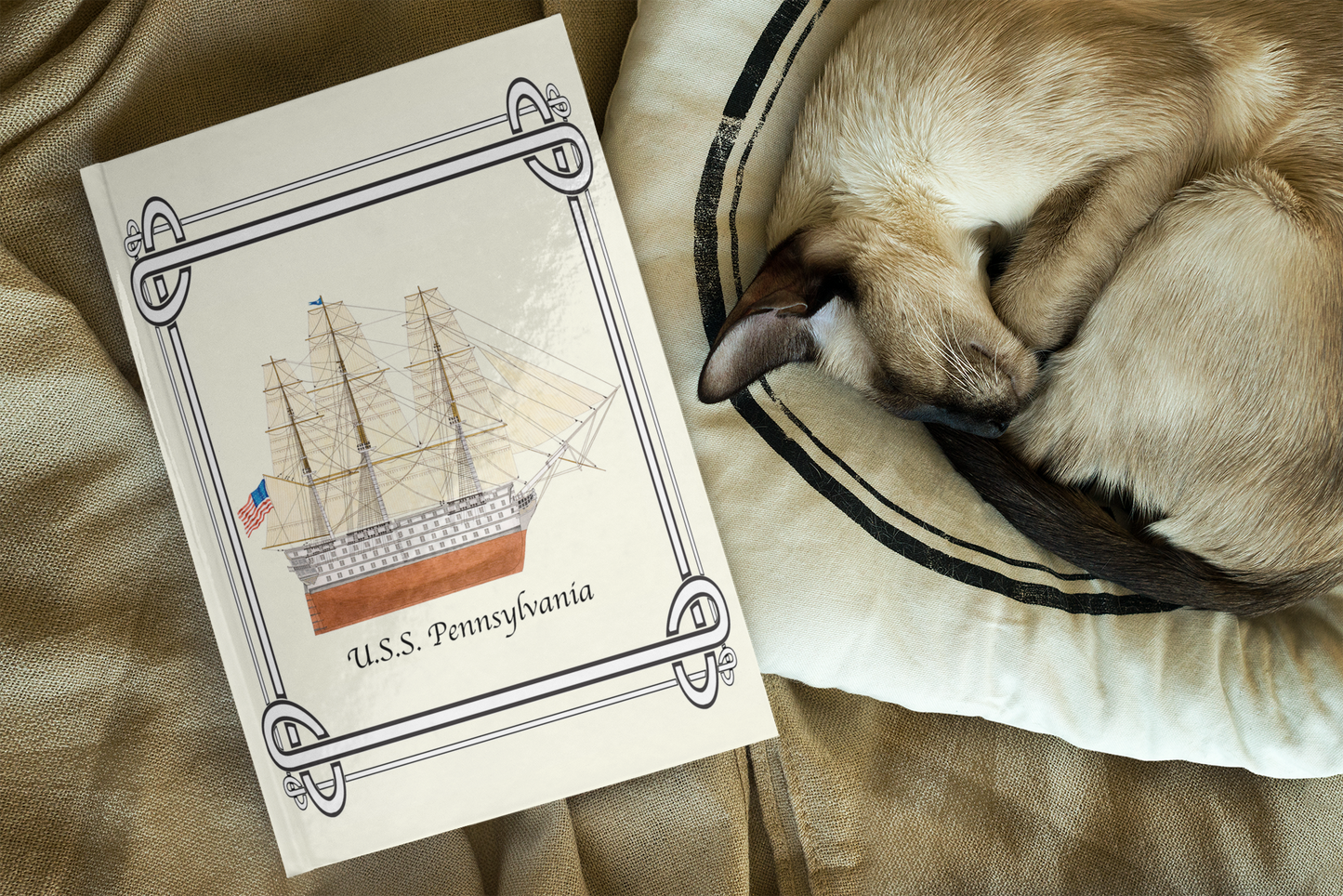 The U.S.S. Pennsylvania was a 120 gun first-rate ship of the line. A handsome Journal for the sailing enthusiast!   The journal design is a reproduction of an original watercolor by Lee M. Buchanan and has the image on the front and back of the book