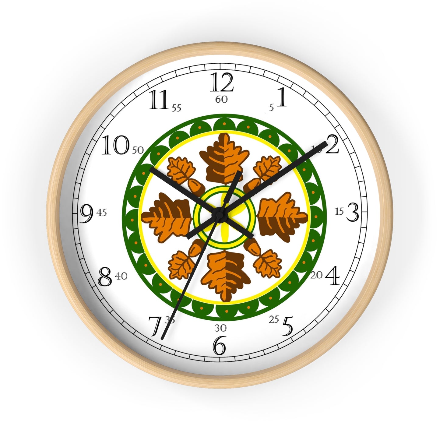 Oak Leaf Folk Art English Numeral Clock