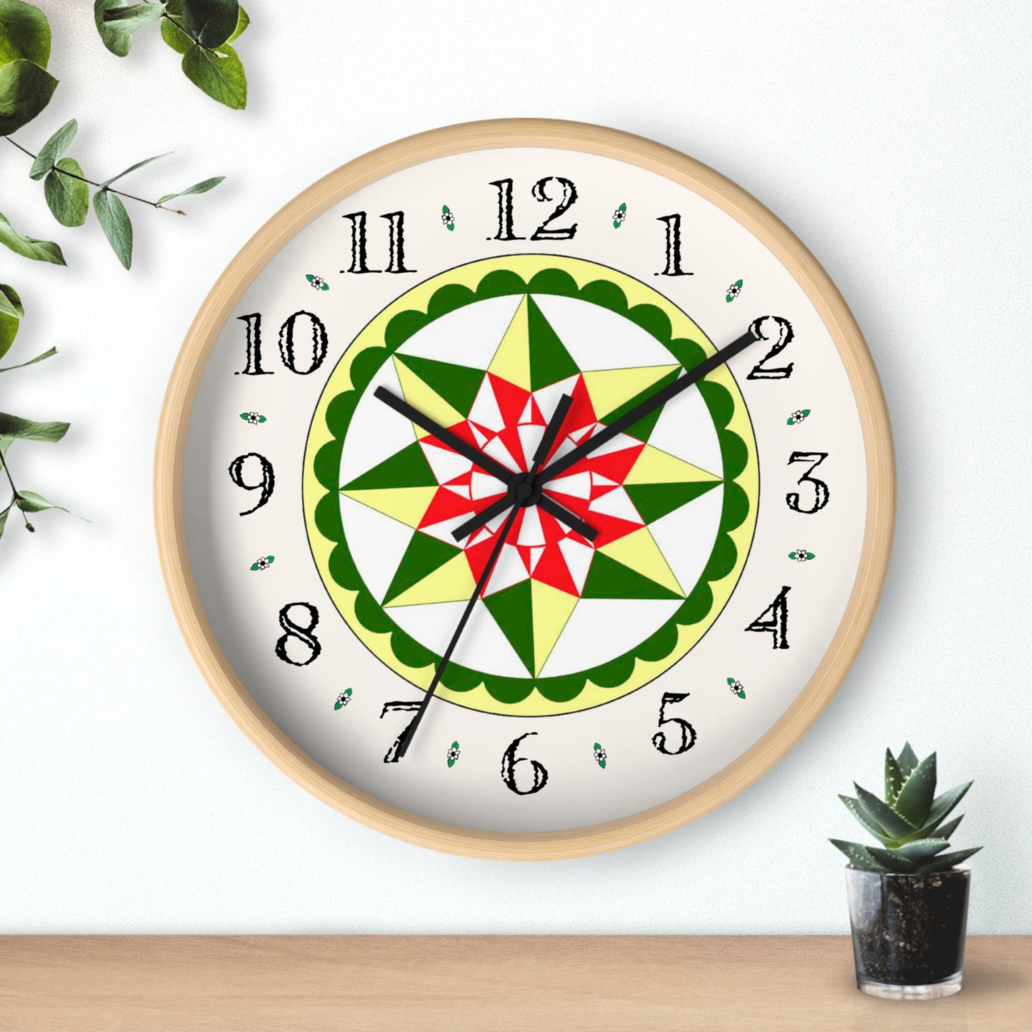Morning Star Folk Art Design Heirloom Designer Collection Clock