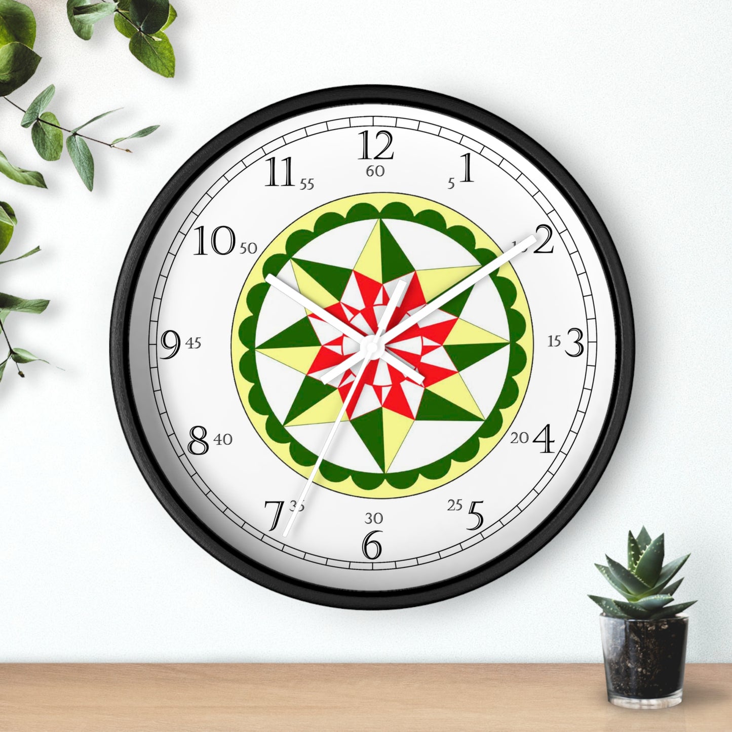 Morning Star Folk Art Design English Numeral Clock