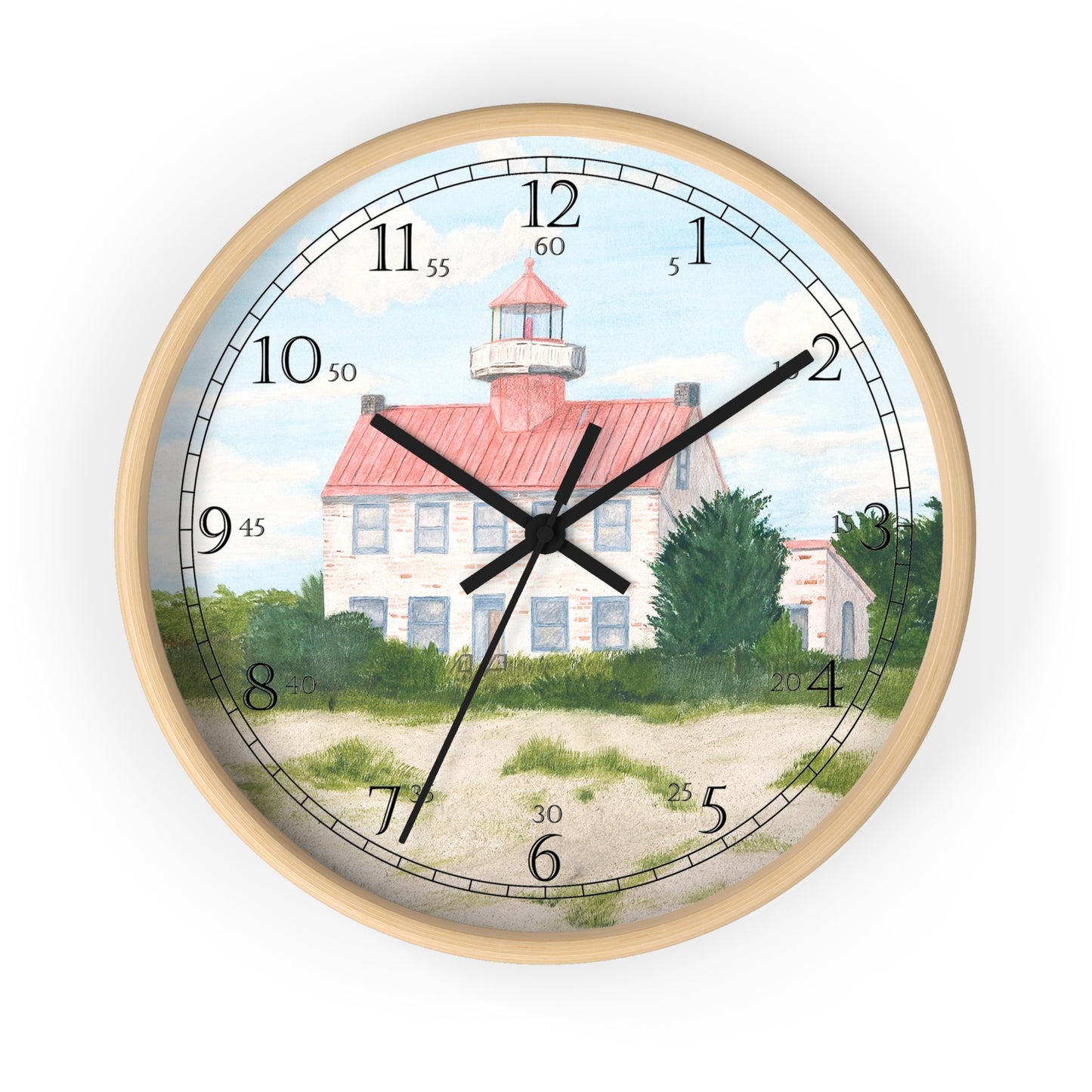 Enjoy a piece of New Jersey History as you look at the time on this charming clock. The East Point Lighthouse marks the entrance to the Maurice River from the Delaware Bay.