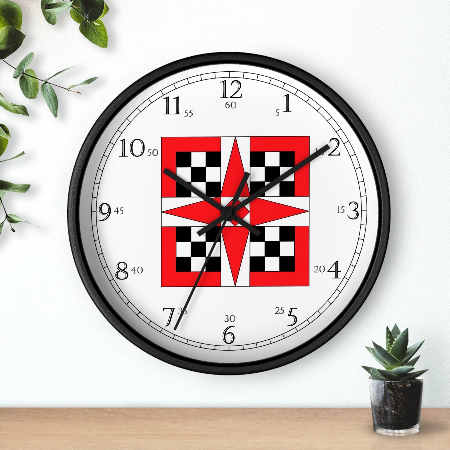 Waverly Star Quilt Design English Numeral Clock