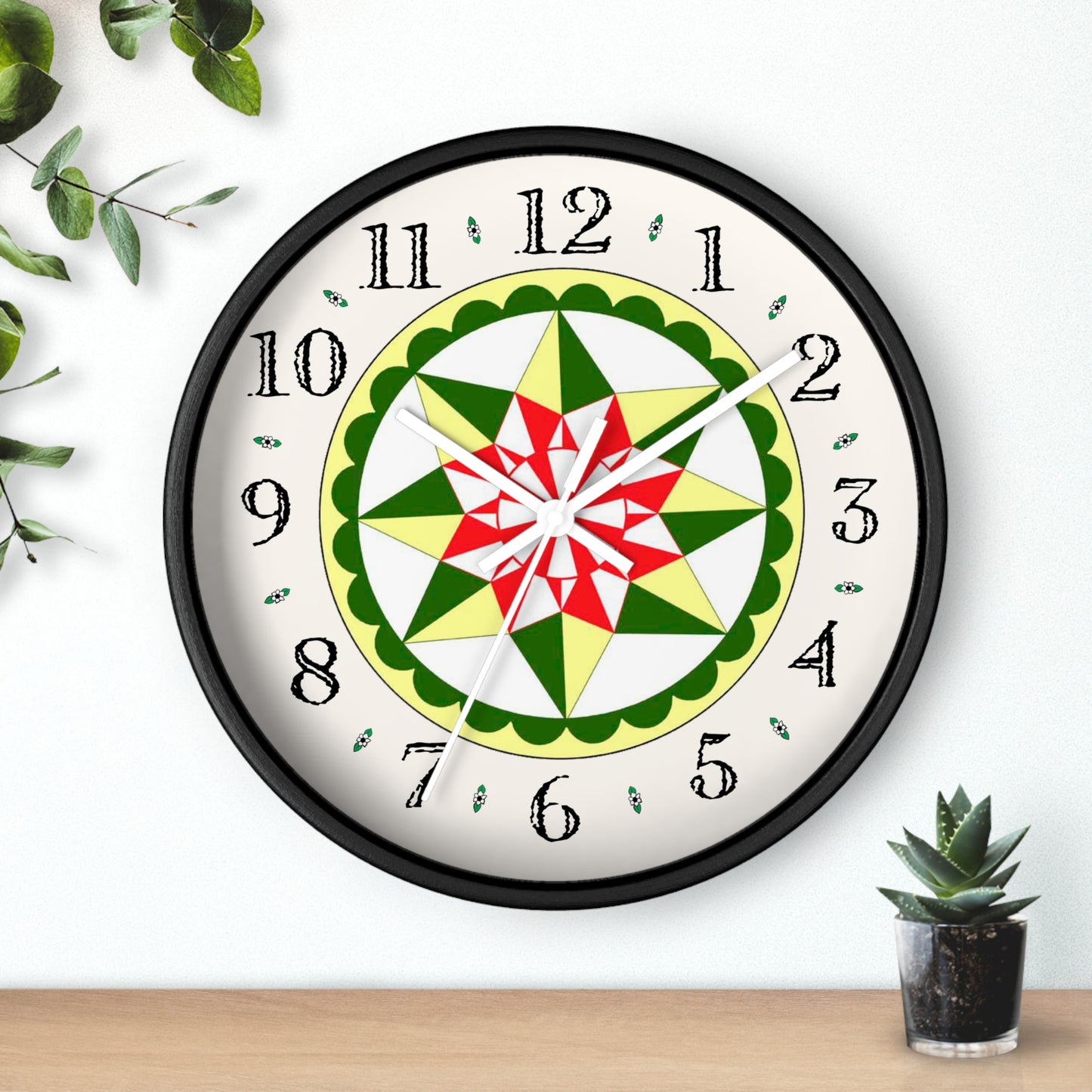 Morning Star Folk Art Design Heirloom Designer Collection Clock