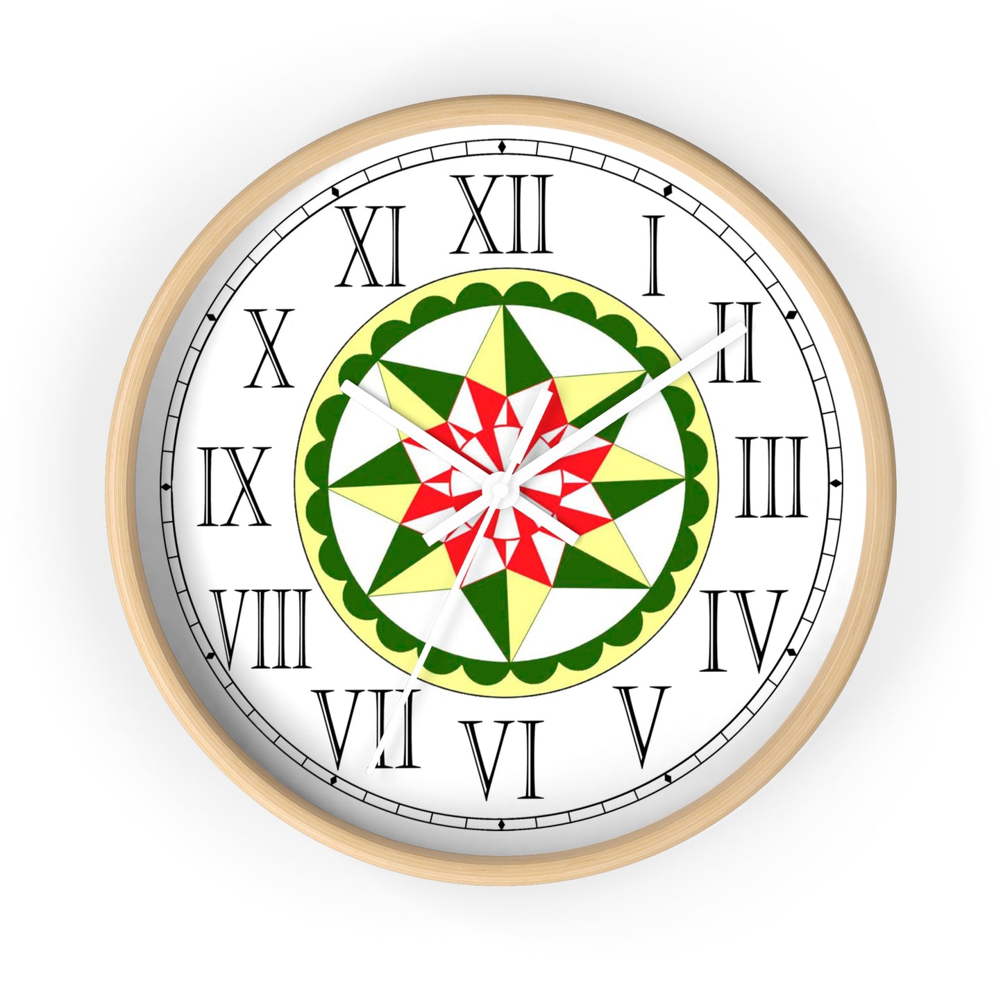 Morning Star Folk Art Design Roman Numeral Clock