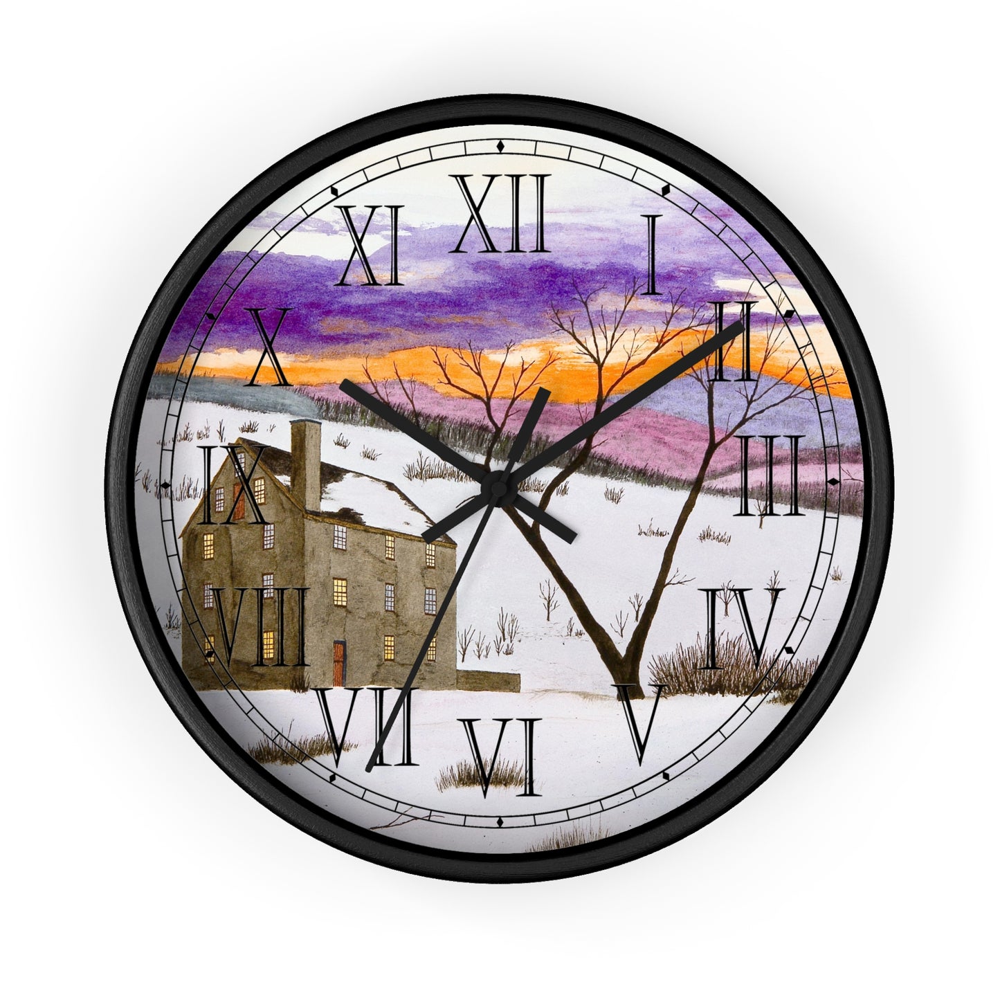 Shades Of Winter Roman Numeral Clock