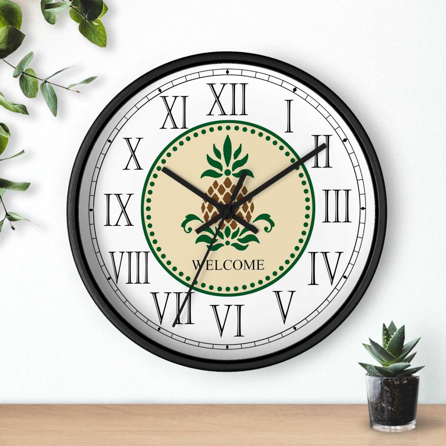 Welcome Folk Art Design Roman Numeral Clock