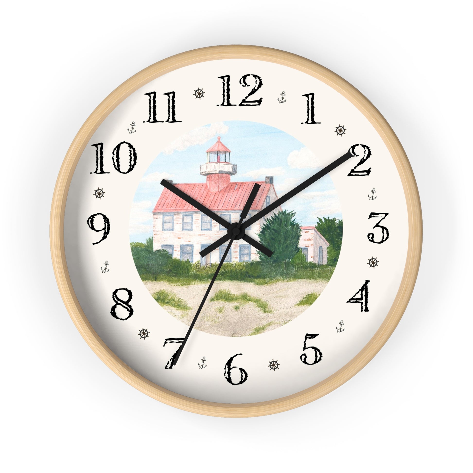Enjoy a piece of New Jersey History as you look at the time on this charming clock. The East Point Lighthouse marks the entrance to the Maurice River from the Delaware Bay.