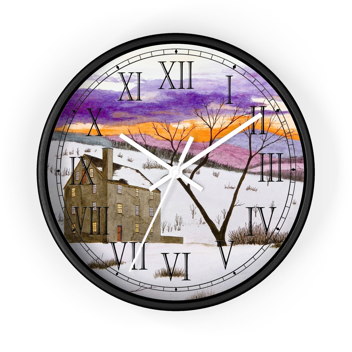 Shades Of Winter Roman Numeral Clock