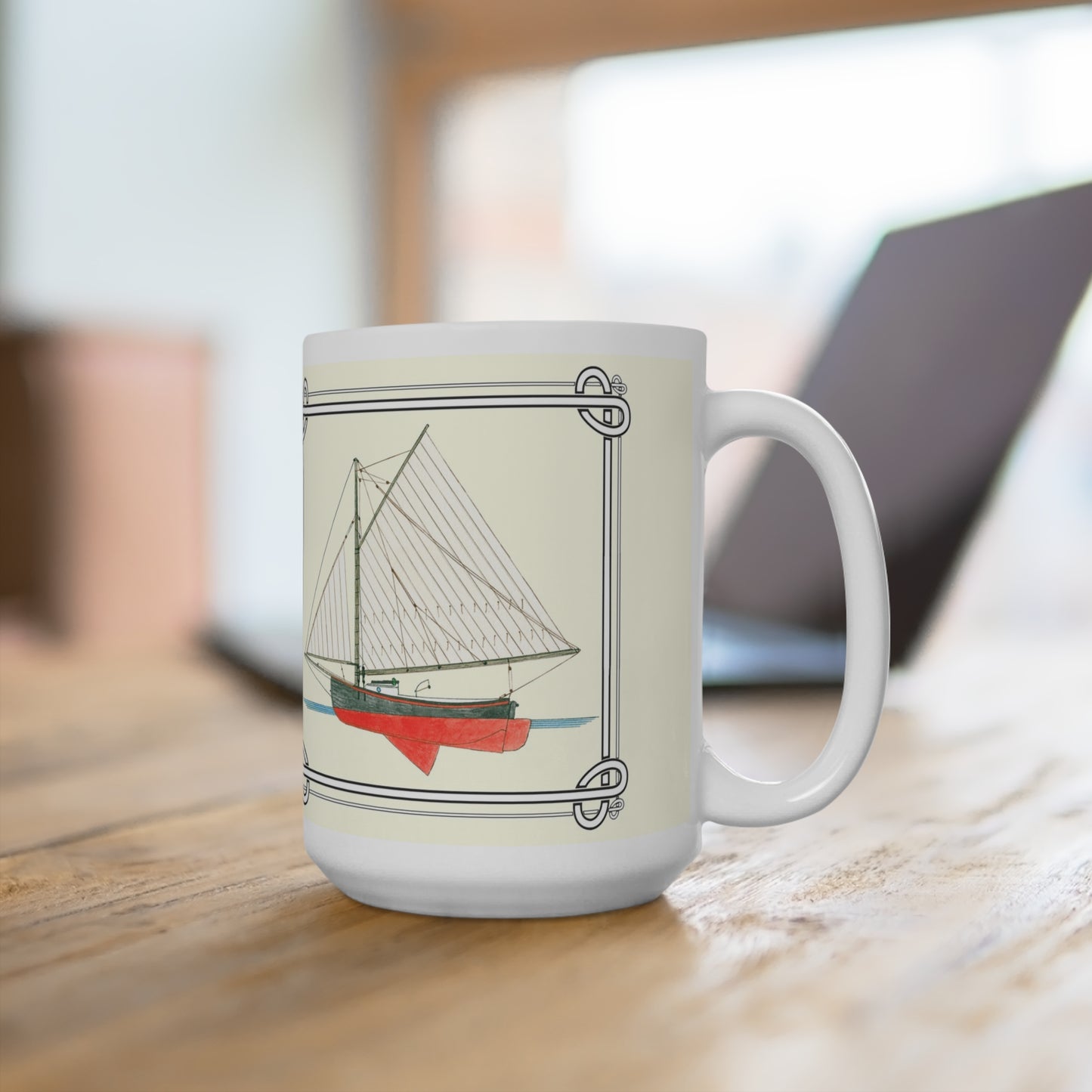 Breeze was a Noank Sloop. Enjoy your favorite beverage in this mug while you work on your laptop.
