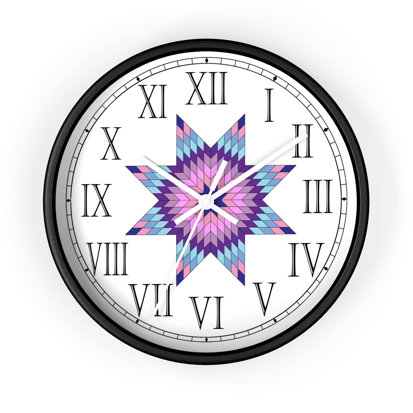 Star of Bethlehem Quilt Design Roman Numeral Clock