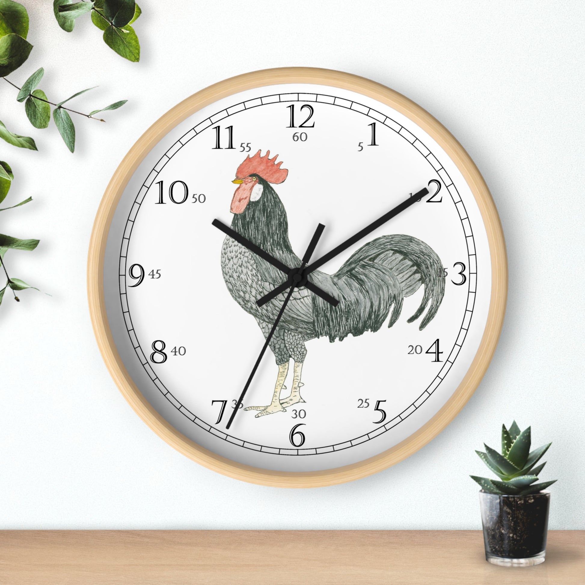 The Adam Rooster English Numeral Wall Clock will keep you on time