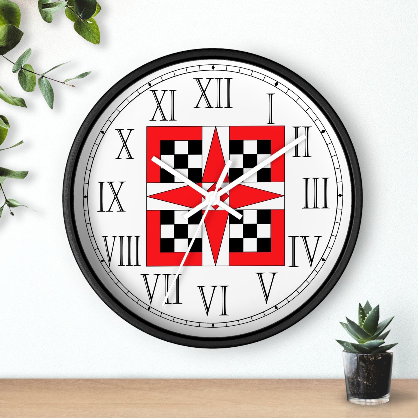 Waverly Star Quilt Design Roman Numeral Clock