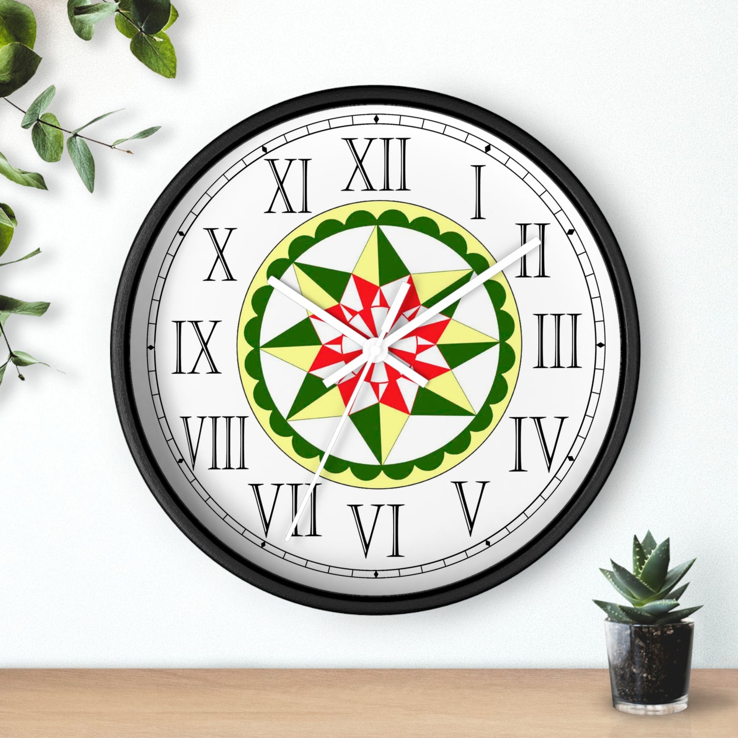 Morning Star Folk Art Design Roman Numeral Clock