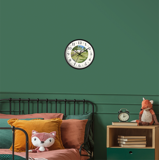 French Creek State Park in Pennsylvania provides the peaceful setting for this restful scene. This charming clock recalls the bygone days nature of this setting. You'll enjoy the country charm of this clock in any room in your home. Country friends and lovers of farm house decor will welcome this clock as a thoughtful gift.      The image in the clock design is a reproduction of an original watercolor by Lee M. Buchanan