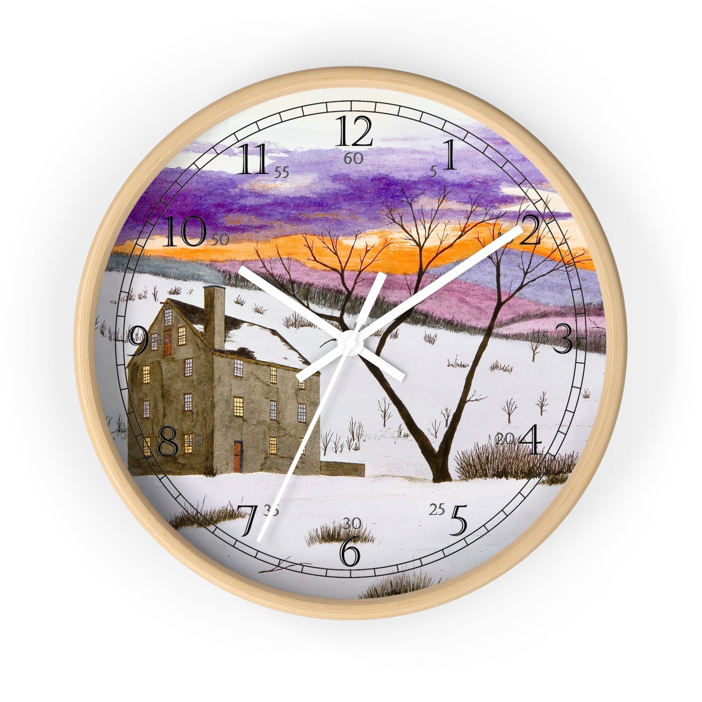 Shades of Winter English Numeral Clock