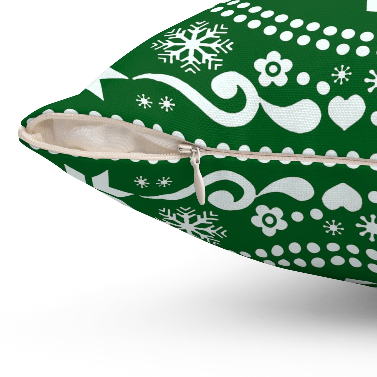 Charming Green Folk Art Christmas Tree Pillow