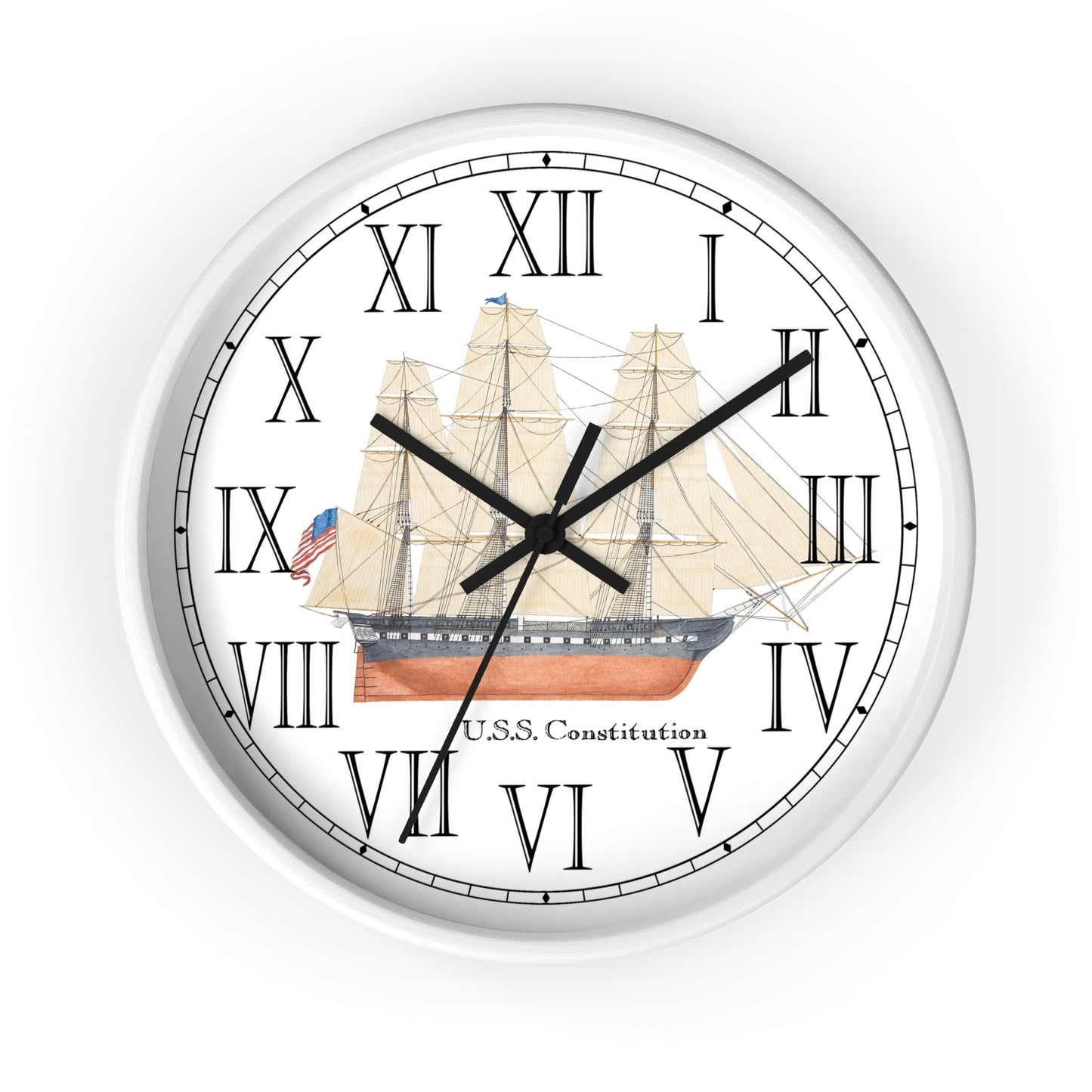 Frigate U.S.S. Constitution Roman Numeral Clock