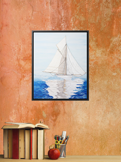 Becalmed is a reporduction of a watercolor painting by artist Lee M. Buchanan. A cutter is becalmed on the run as the racer waits for a breeze on the downward leg of the race. If you love sailing, add Becalmed to your art collection today!