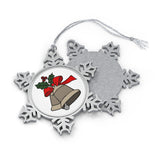 Holly and Bells Pewter Snowflake Ornament