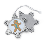 Fancy Gingerbread Boy Pewter Snowflake Ornament