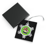 Mouse, Candy Cane and Drum Pewter Snowflake Ornament