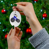 Blue Tricycle Oval Ceramic Ornament