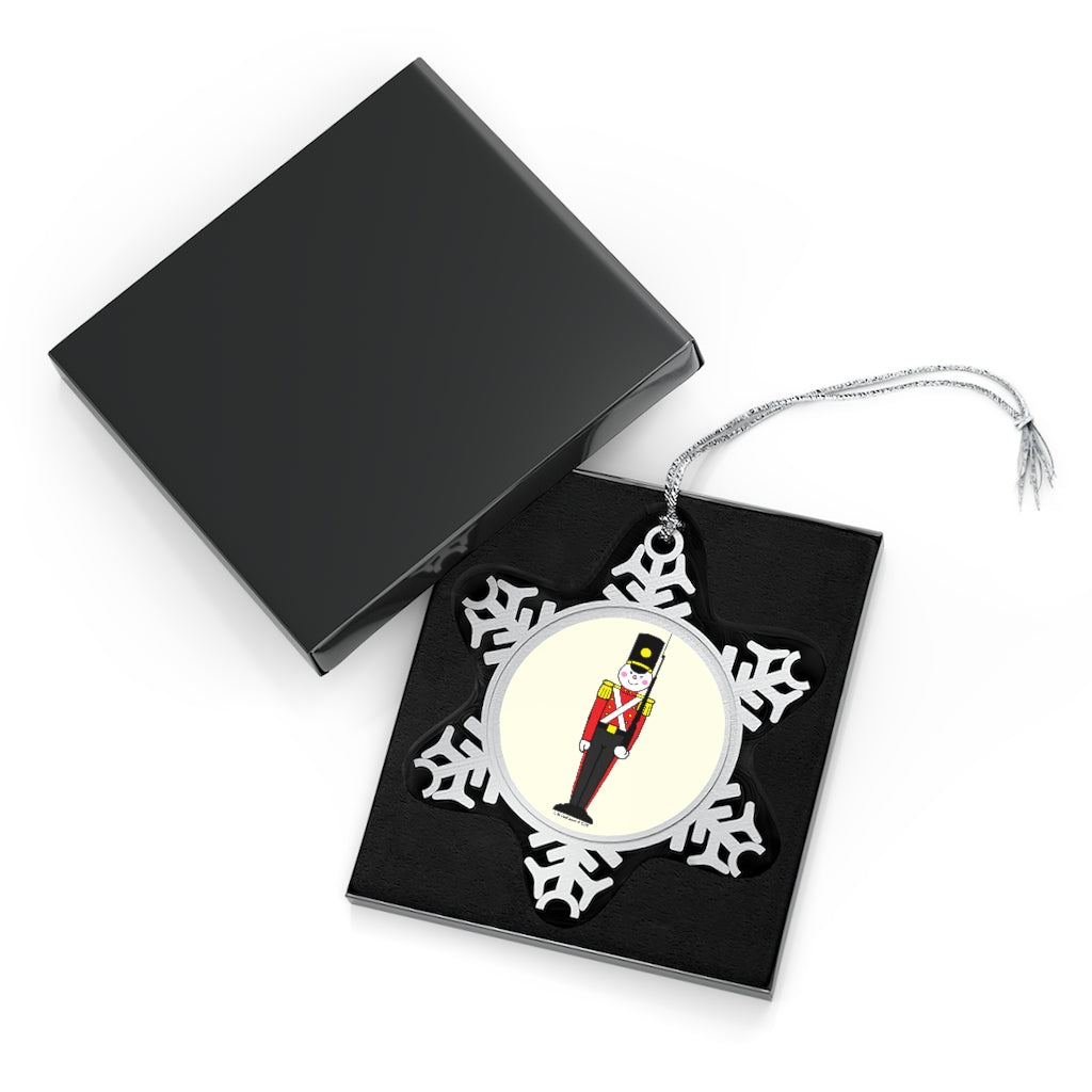 Toy Soldier in Red and Black Pewter Snowflake Ornament
