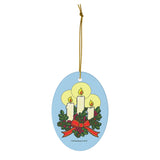 Christmas Candles Oval Ceramic Ornament