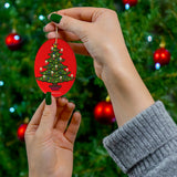 Merry Christmas Tree Oval Ceramic Ornament