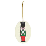 Red and Green Toy Soldier Oval Ceramic Ornament