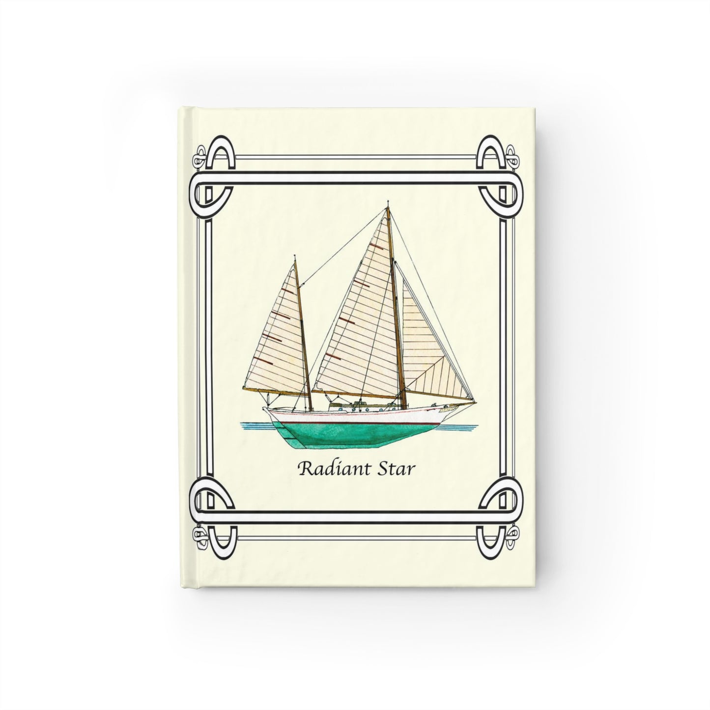 The Radiant Star Clipper Bowed Cruising Ketch has a flat transom, an outboard rudder and clipper bow. Sailing enthusiasts will enjoy using this journal to record their notes and thoughts. A great gift for your favorite sailor!   The journal design is a reproduction of an original watercolor by lee M. Buchanan and has the image on the front and back of the book.
