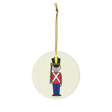Red and Blue Toy Soldier Round Ceramic Ornament