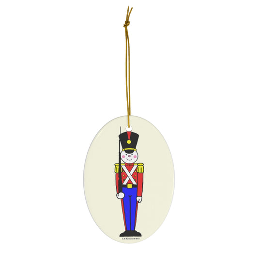 Toy Soldier in Red and Blue Oval Ceramic Ornament