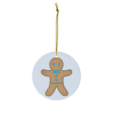 Fancy Gingerbread Boy Round Ceramic Ornament