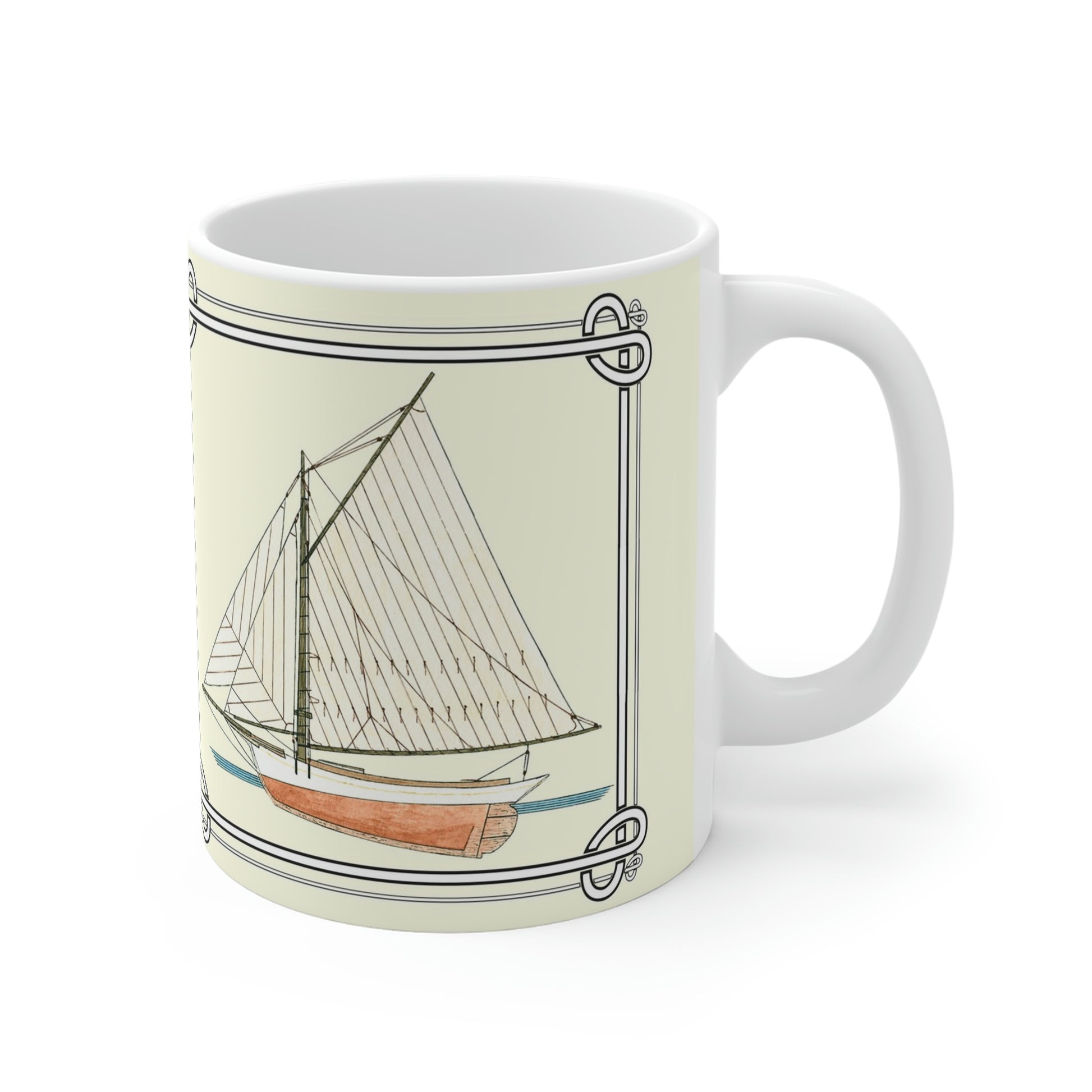 The Estella was a Maine Lobstering Sloop built in Penobscot Bay in the early 1900's. The mug design is a reproduction of an original watercolor by Lee M. Buchanan.