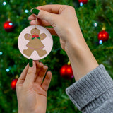 Fancy Gingerbread Girl Round Ceramic Ornament