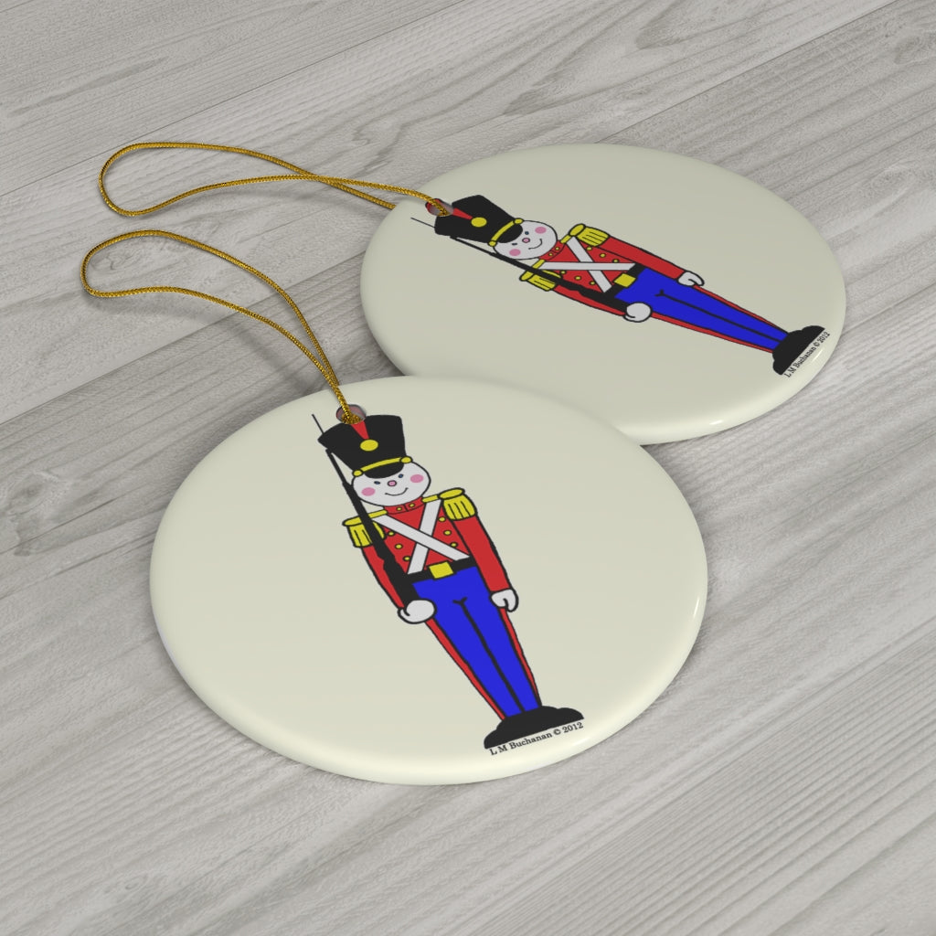 Toy Soldier in Red and Blue Round Ceramic Ornament