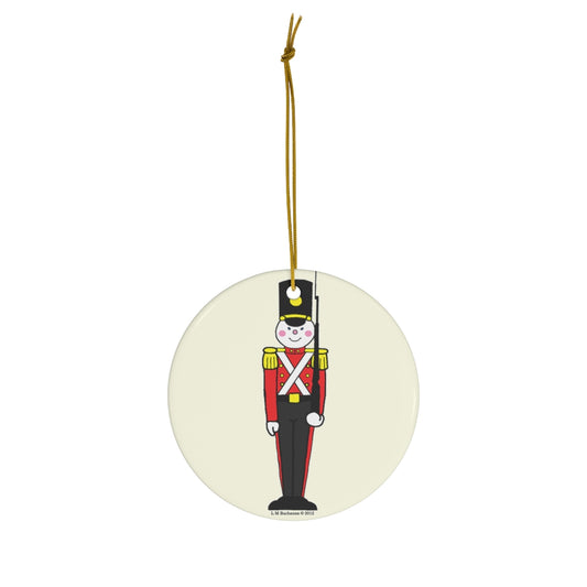 Toy Soldier in Red and Black Round Ceramic Ornament