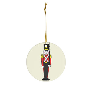 Toy Soldier in Red and Black Round Ceramic Ornament