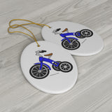 Blue Tricycle Oval Ceramic Ornament
