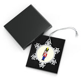 Red and Blue Toy Soldier Pewter Snowflake Ornament