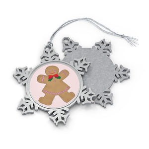 Fancy Gingerbread Girl Pewter Snowflake Ornament