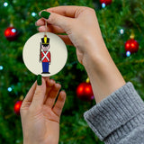 Red and Blue Toy Soldier Round Ceramic Ornament