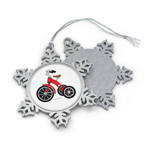 Red Tricycle Pewter Snowflake Ornament