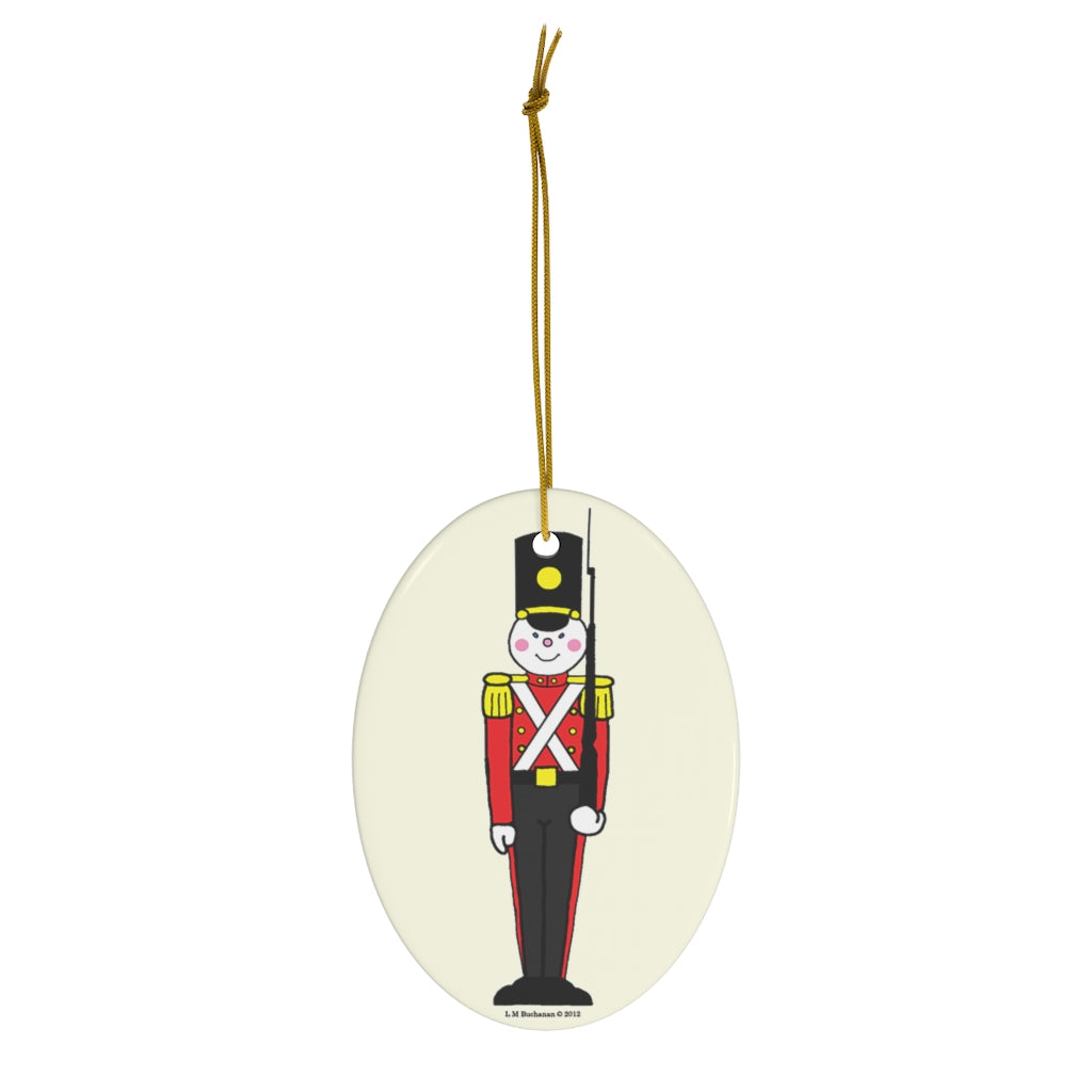 Toy Soldier in Red and Black Oval Ceramic Ornament