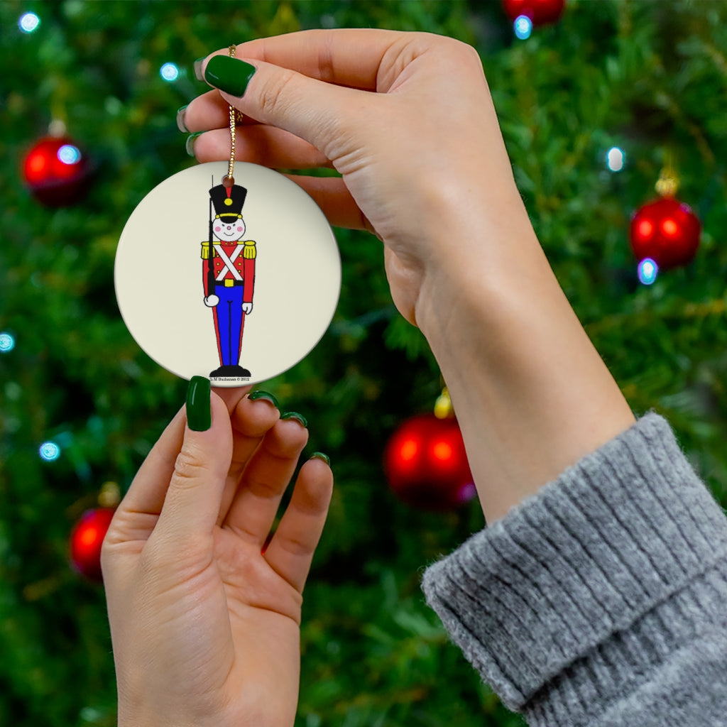 Toy Soldier in Red and Blue Round Ceramic Ornament